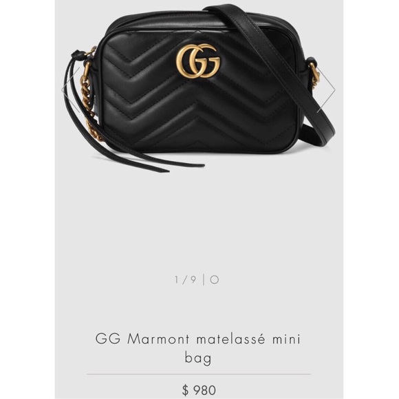 GG Marmomt Matallase Black Leather Mini Crossbody - Picture 7 of 7